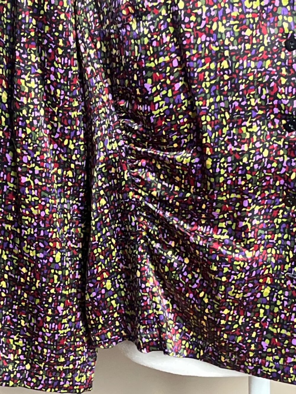 Talbots Silk Abstract Mosaic Blouse Button Colorful Ruched Glam Night Out Wm 14P - Picture 5 of 9